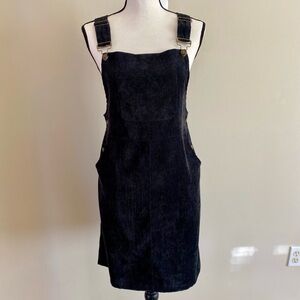 Stylish Black Corduroy Pinafore Dress